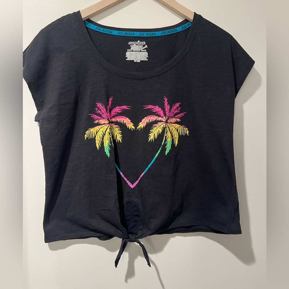 Joe Boxer Black and Blue Graphic Crop Top size L